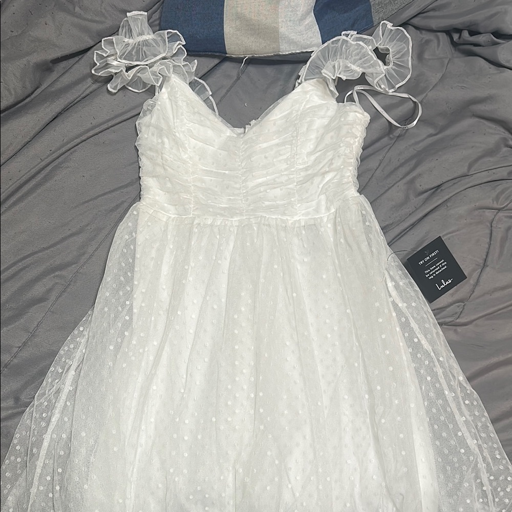 Lulus White Ruffle Strap Dress